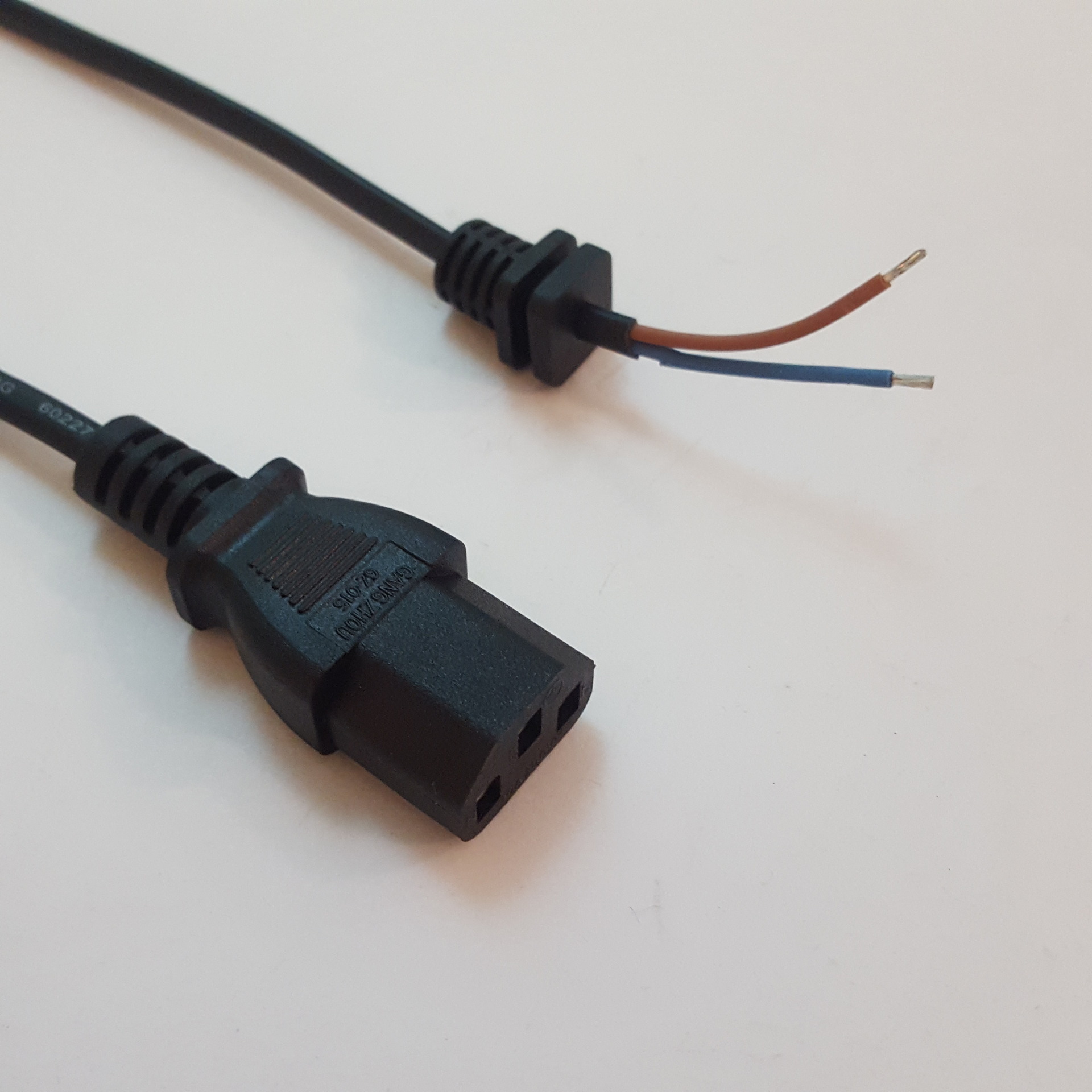 T型品字尾 电动车充电线 品字尾插头线 2芯带槽电源线 电机电瓶线