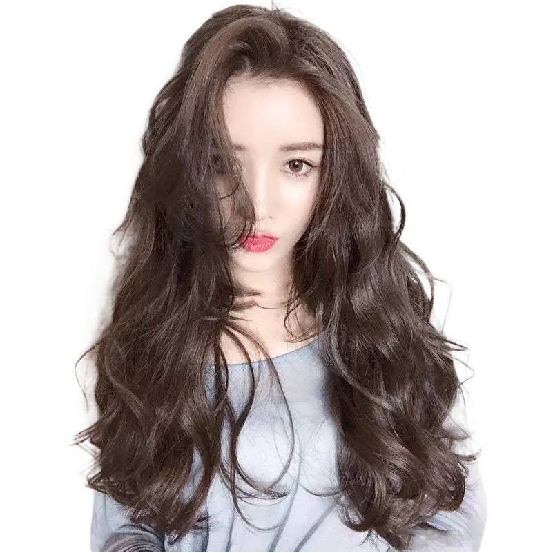 Peluca de las mujeres de pelo largo y rizado onda grande de una pieza sin costuras peluca invisible larga recta pelo esponjoso extensión de cabello artificial