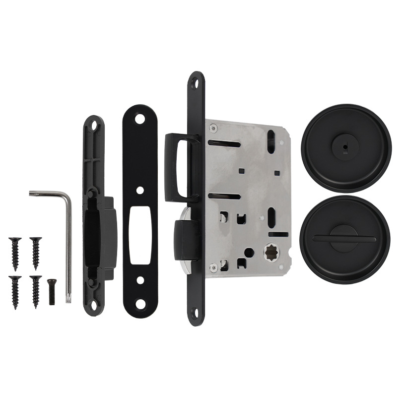 Comercio exterior personalizado redondo BK bolsillo cerradura de puerta deslizante privacidad baño cocina cerradura de puerta deslizante puerta fantasma cerradura de gancho invisible