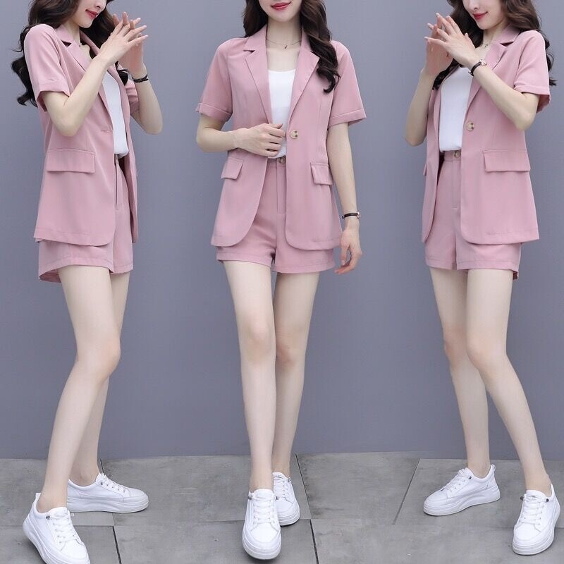 Small Suit Three-piece Suit Summer suit Women's Suit Jacket Short-sleeved Shorts Korean Casual Business Wear All-match plus size
