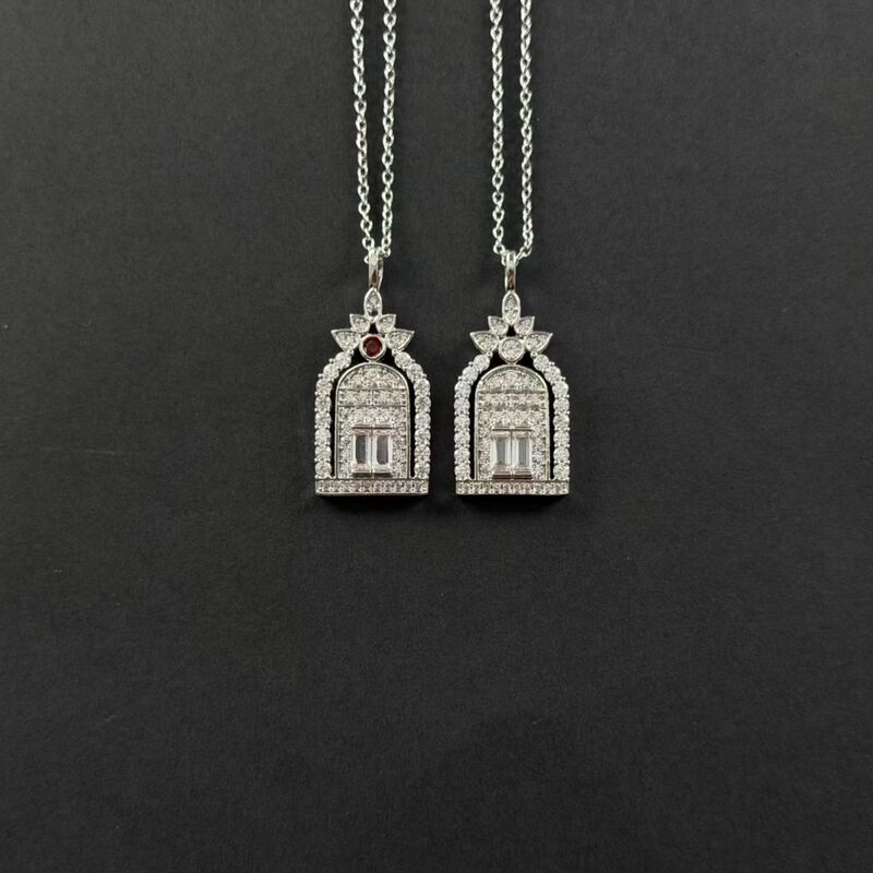 High-End Version Hw Happiness Gate Necklace Harry Winston Platinum Full Diamond Pendant Fashionable and Elegant Exclusive for Live Broadcasts