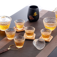 日式錘紋冰露功夫茶杯大號家用主人杯玻璃公道杯蓋碗茶具套裝批發