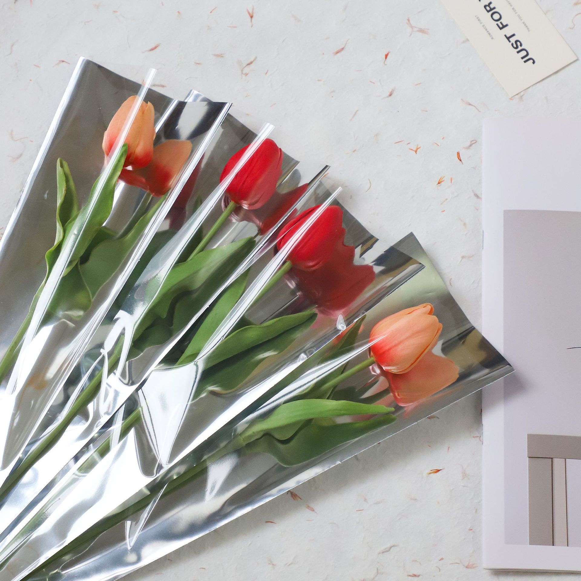 Li Zhi Ran espejo rosa bolsa única impermeable simple reflectante bolsa de flores