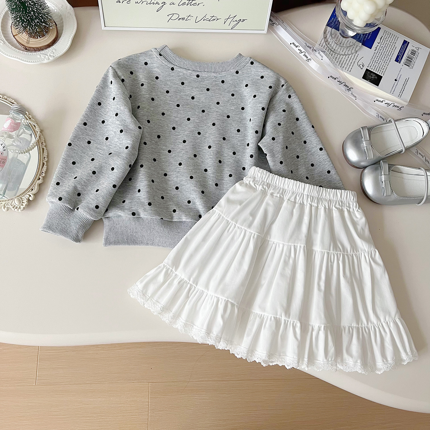 Mädchen Hoodie Mit Schleife Und Tortenrock Set Für Kinder_voghion.com
