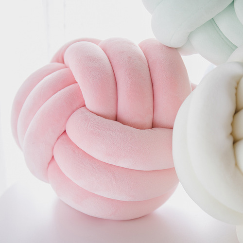 ins internet celebrity home living room decoration sofa cushion bedside cushion solid color handwoven knotted ball pillow ball