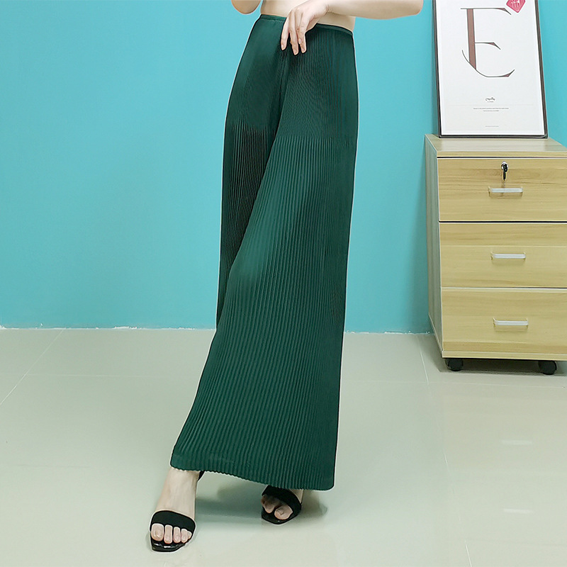 Pantalones anchos Miyake plisados K016 [en stock] de primavera/verano 2025, pantalones holgados de mujer, estilo drapeado, moda de alta gama.
