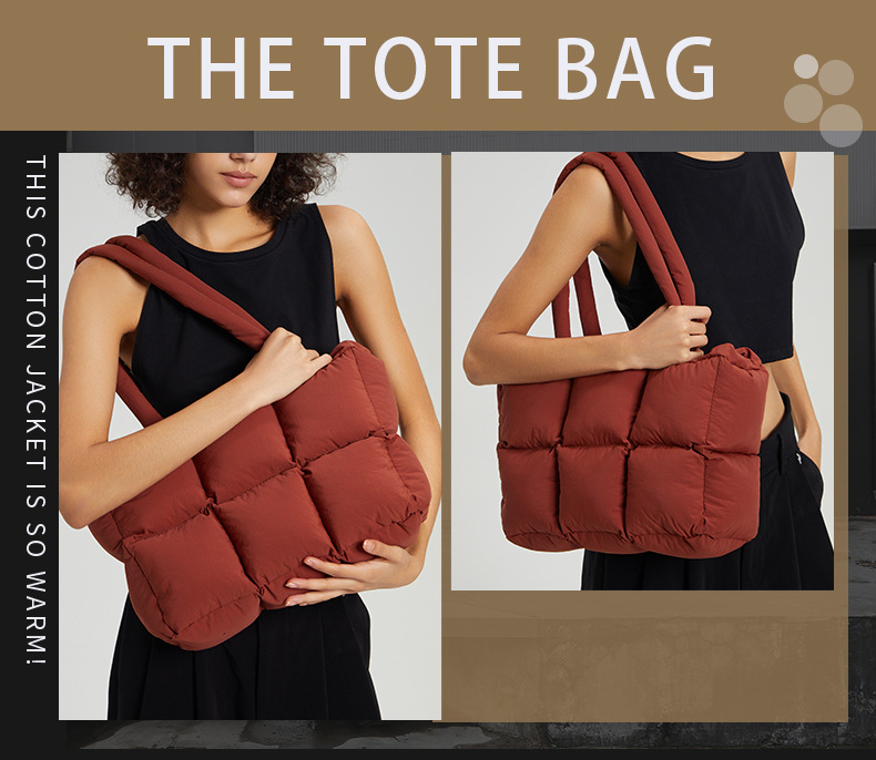 Nuovo sacco a pelo in cotone imbottito morbido, grande capacità, leggero, in cotone, borsa tote in cotone alla moda, semplice e femminile_voghion.com