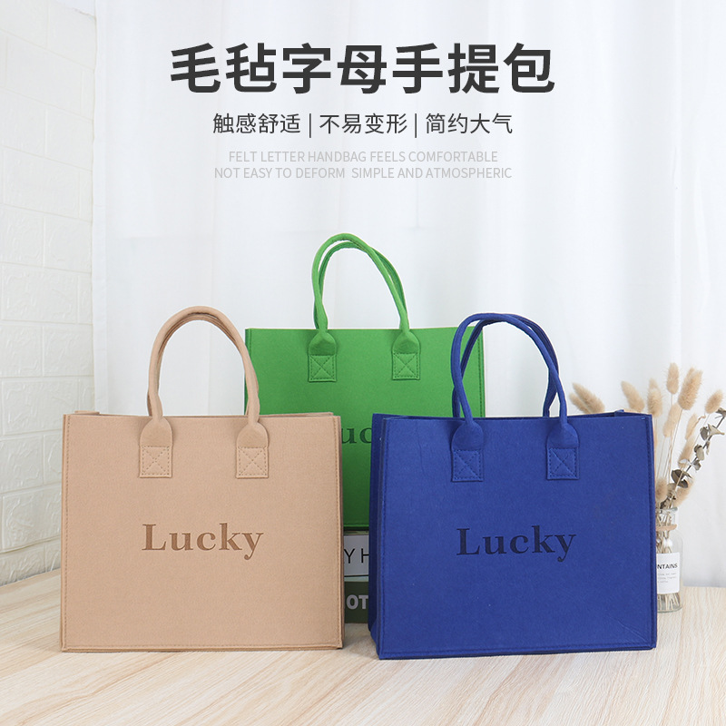 Big Sale Processing Felt Bag Letter Handbag High-End Large-Capacity Shopping Bag Portable Durable Tote Bag
