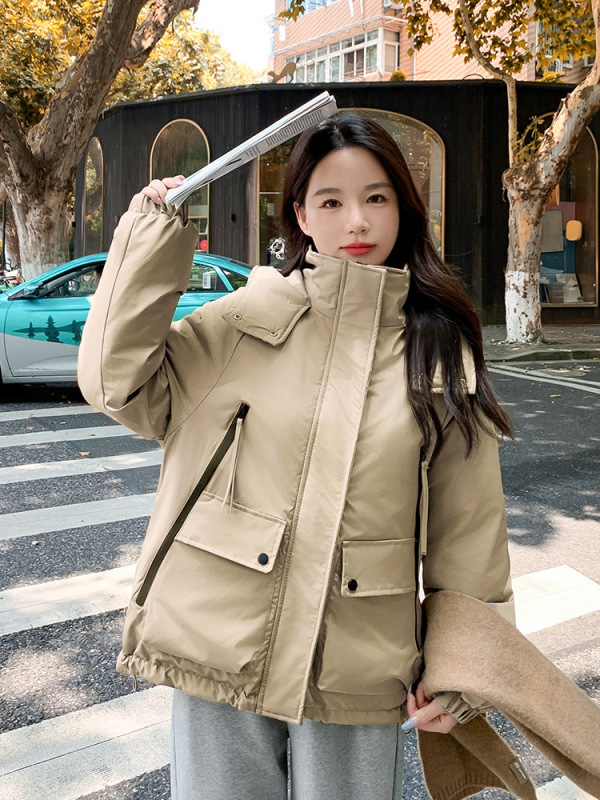 対外貿易冬の新しいスタイルのベルベットの厚みのあるミッドレングスのフード付きパーカー綿の服女性用デザインニッチジャケット綿の服女性用|undefined
