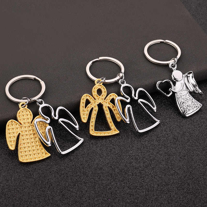 15g Weight Slip-on Clasp Closure Type Cute Simple Style Angel Zinc Alloy Unisex Slip-on Keychain