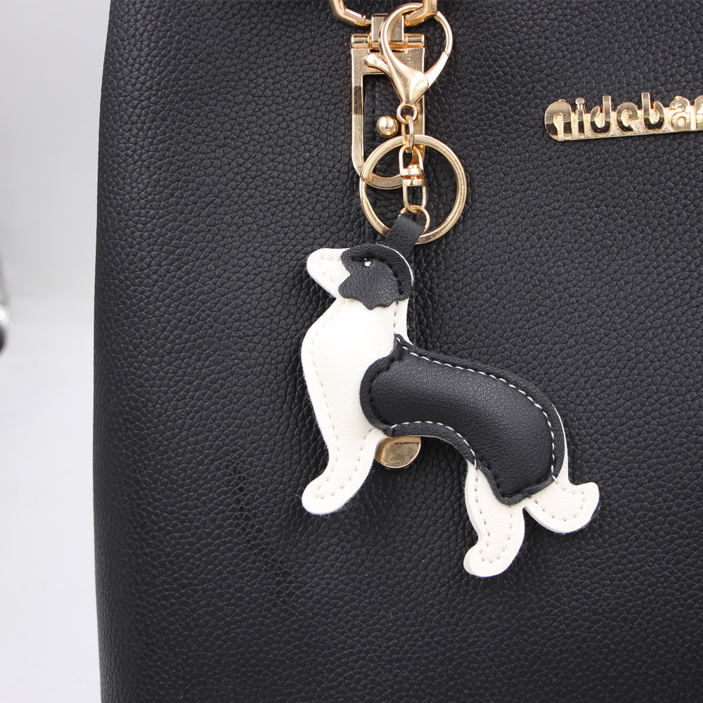 20g Weight Pu Leather Material Printing Design Husky Pet Dog Pu Leather Lady Bag Pendant Keychain Cute Leather Car Accessories 无