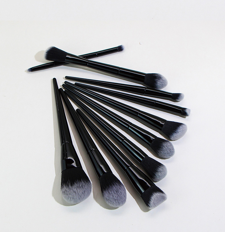 Solid Color Handle Gradient Brushes 10-piece Makeup Brushes Set display picture 1