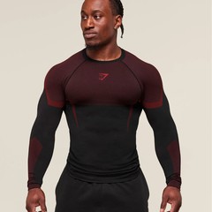 GYMSHARK健身上衣男士跨境爆款紧身衣男跑步训练长袖T恤肌肉鲨鱼