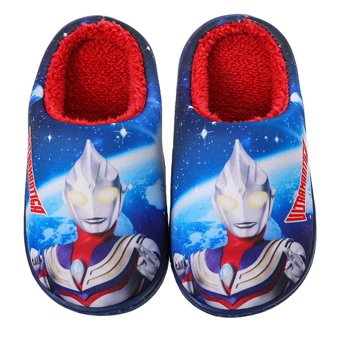 Ultraman boys 'cotton slippers at home and indoor non-slip and warm for boys and girls' fluffy babies cartoon cotton shoes for children