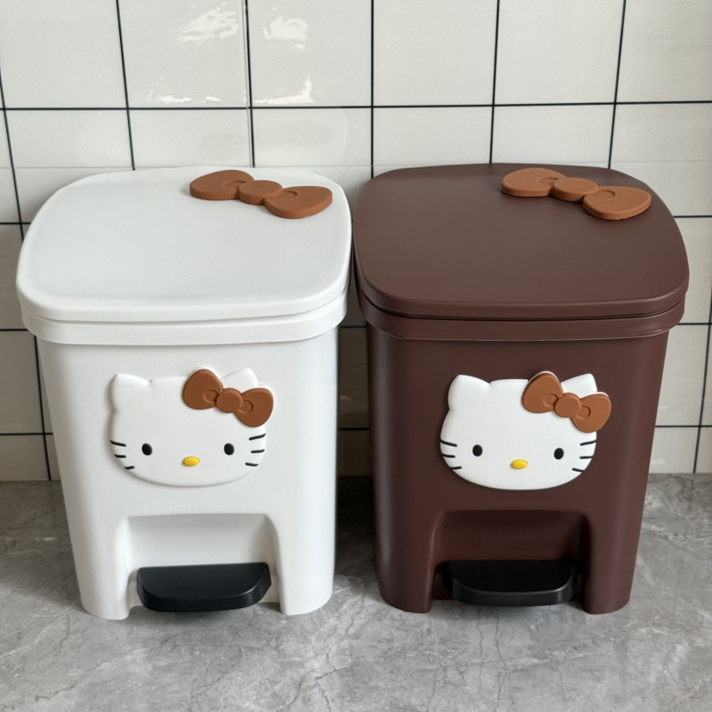 Trash Can for Home Use with Pedal, Lid, High Aesthetic Appeal, Cute Design for Living Room, Bedroom, Bathroom, Large Capacity Kitchen Wastebasket, Katie