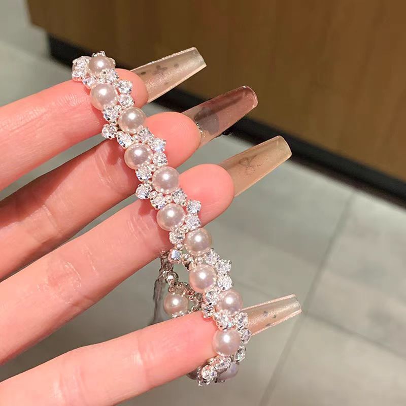 法式轻奢珍珠爆闪锆石手链轻奢小众精致绝美高颜值学生党百搭手饰|undefined
