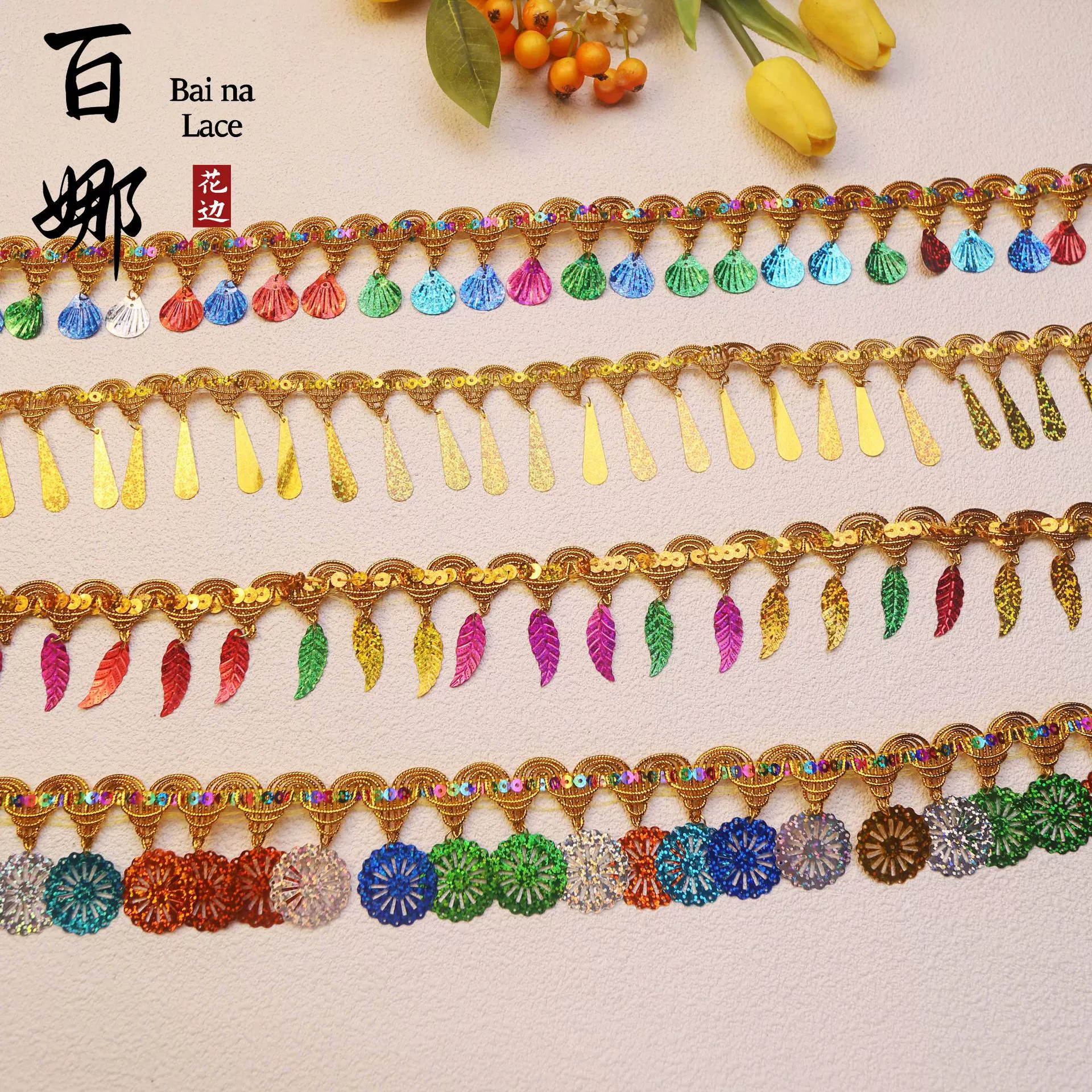 Байна Национальный Костюм Домашний Текстиль Аксессуары Красочный Лазерный Капли Оболочка Листья Колеса Кулон