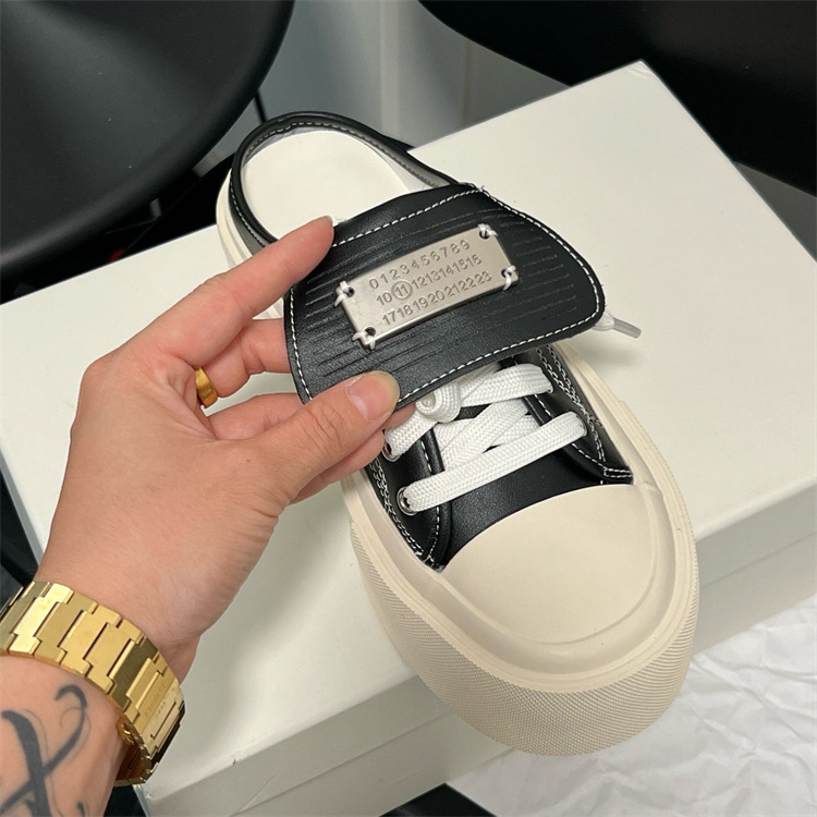 Half Drag 2024 Sommer Neue dicke Unterseite Baotou Mode Oberbekleidung Casual weiße Schuhe_voghion.com