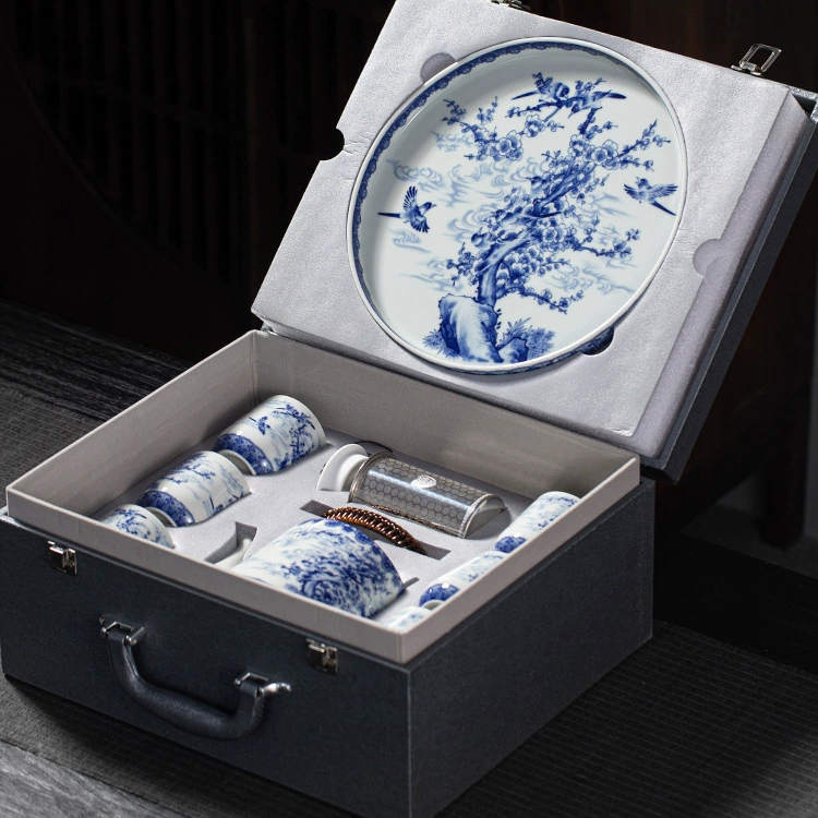 Capacious tea set, blue and white gift box, Birthday gift