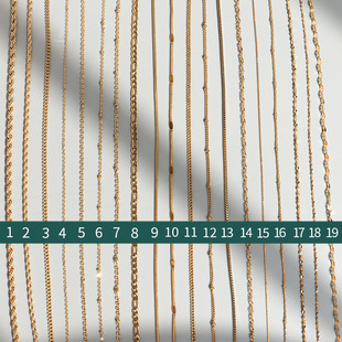 Chain for key bag  with pigtail stainless steel, 750 sample gold 5