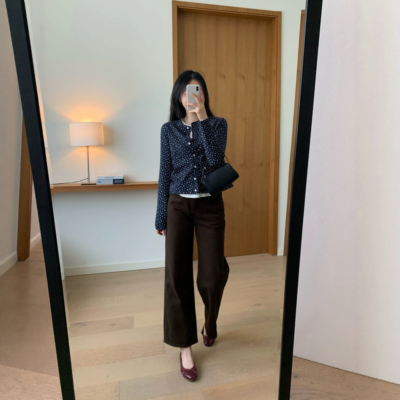 Autumn Relaxed Straight-Leg Pants~French High-Waisted Vintage Slimming Loose Elastic Straight-Leg Denim Trousers for Women
