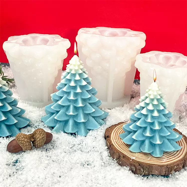 严选立体圣诞树香薰蜡烛模具diy圣诞树石膏滴胶摆件圣诞节硅胶模