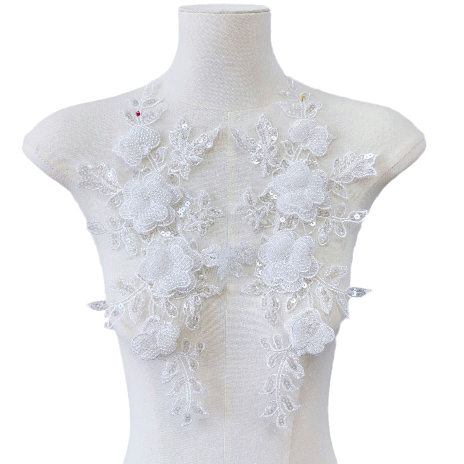 Luz de lujo de alta calidad flor lentejuelas bordado flor vestido de novia vestido decorativo flor DIY accesorios de la joyería al por mayor