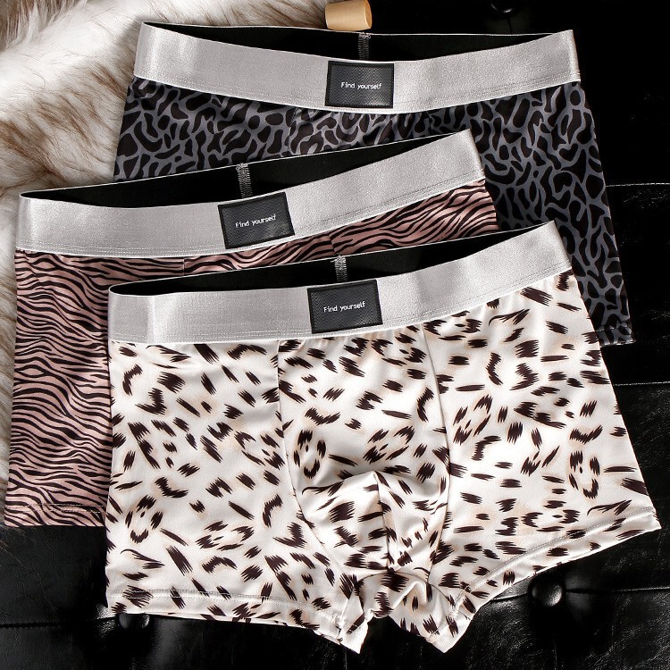 Leopard Print Ice Silk Men's Underwear, Comfortable and Breathable Summer Thin Sexy Fashion Mid-Waist Boxer Briefs Leopard Print Ice Silk Men's Underwear, Comfortable and Breathable Summer Thin Sexy Fashion Mid-Waist Boxer Briefs