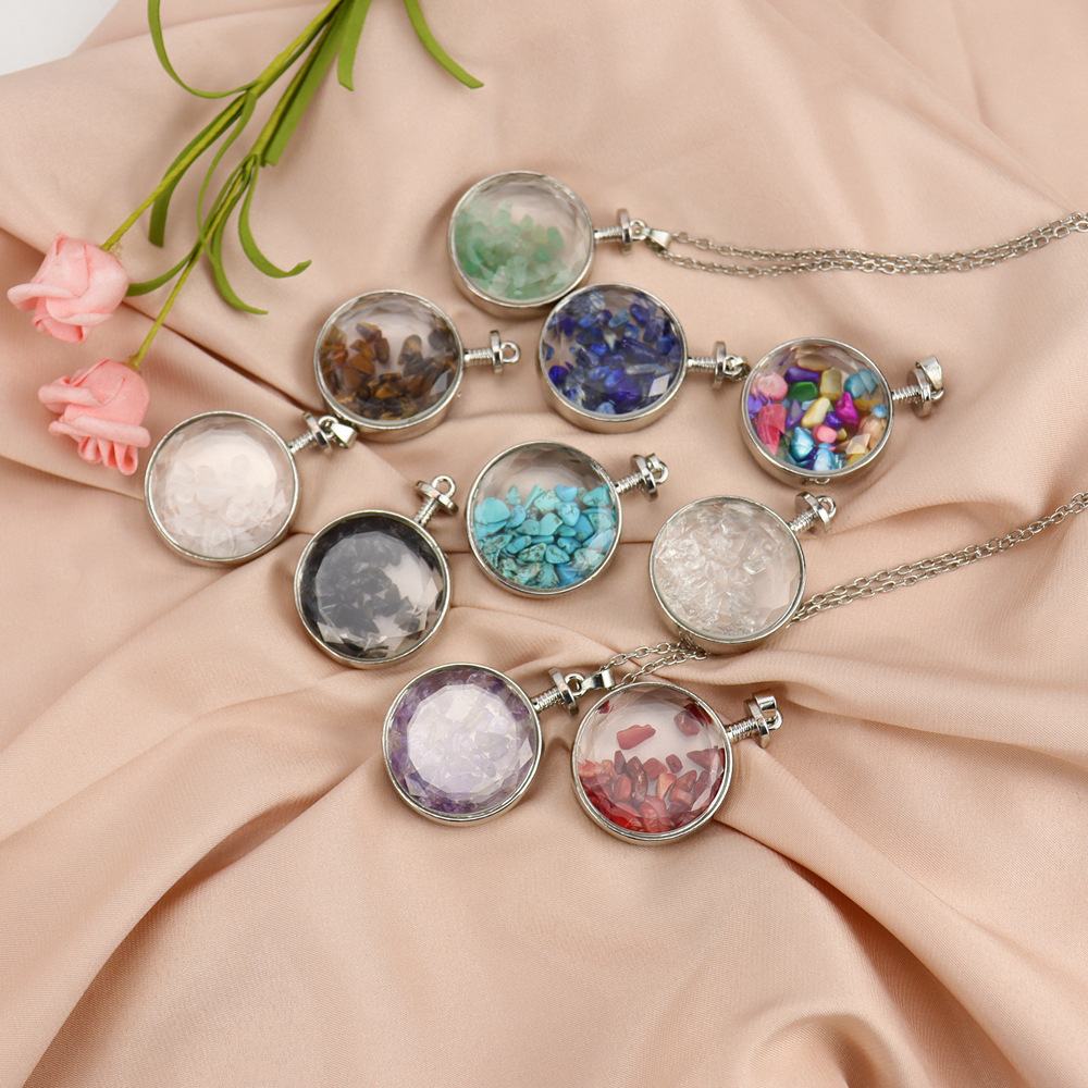 36g Weight Pendant Necklace Classification 1 Piece Quantity Holiday, Daily Occasion natural stone Material Round Pattern Women'S Gender Plating Design Ethnic Style Style Ethnic Style Round Natural Stone Pendant Necklace In Bulk 3