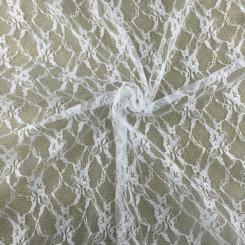 Todo poliéster no elástico hueco Jacquard tela de encaje malla tela de cortina de ropa tela de encaje
