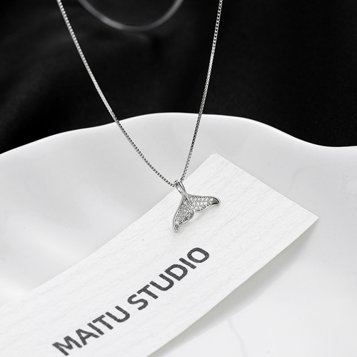 Under the Banyan Tree S925 Silver Mermaid Tail Necklace Female Clavicle Chain Internet Celebrity Ins Trendy High-end Versatile Niche Necklace