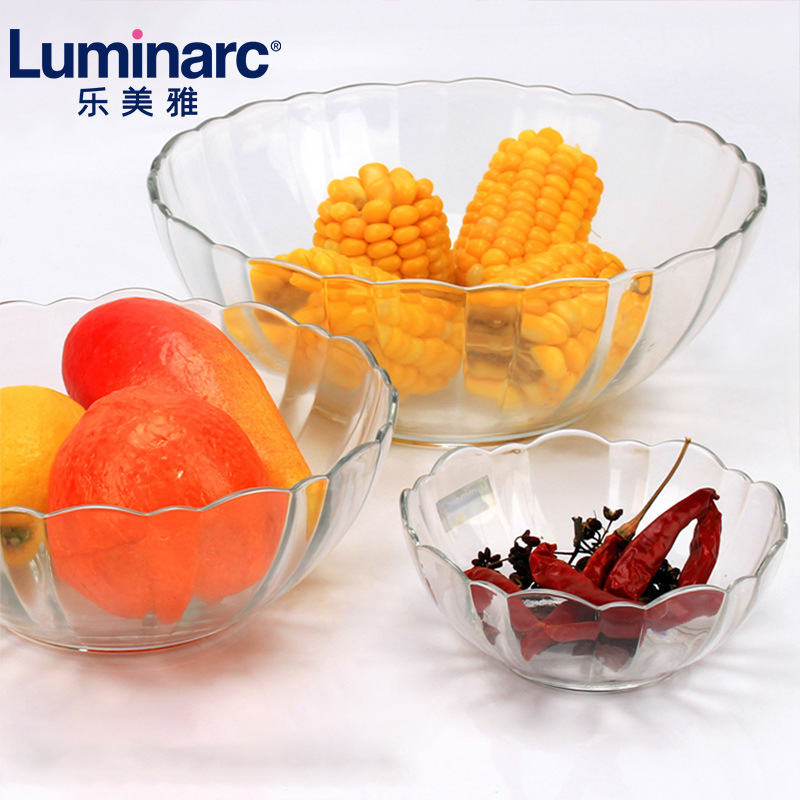 Lemeiya Lotus Tempered Glass Salad Bowl Microwave Safe Household Large Capacity Glass Bowl