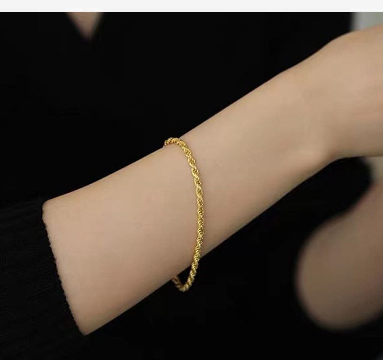 Daily Occasion 304 Stainless Steel Material Solid Color Pattern PVD Coated Real Gold Plated Solid Color 304 Stainless Steel Simple Style Waterproof Non Tarnish 304 Stainless Steel Bracelets