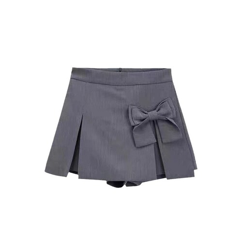Women's High-Waisted Mini Skirt Pants with Butterfly Knot Design, Summer Thin Lightweight Mature Style Hot Pants