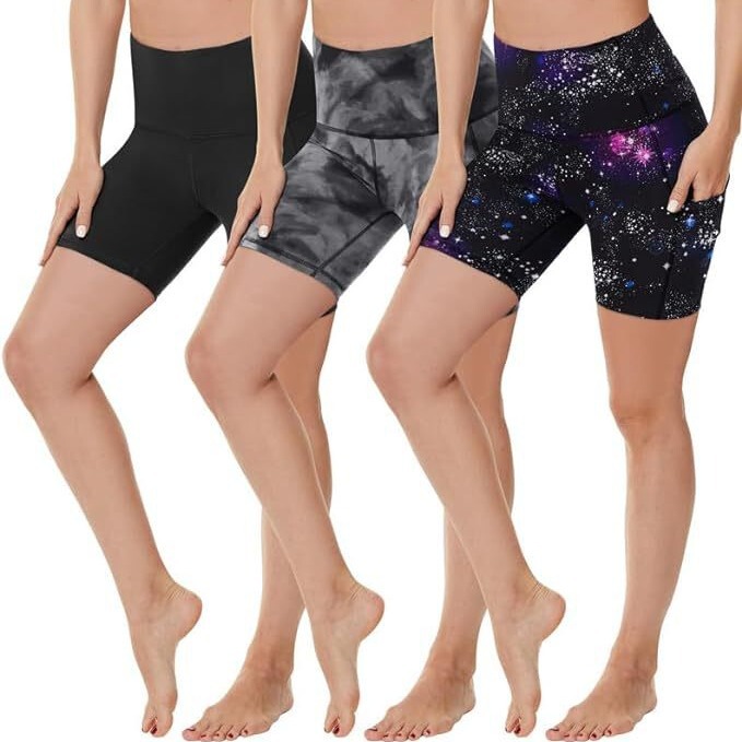 Cross-border Women's Yoga Pants Three-part Shorts High-waist Riding Pants with Pocket Hip-lifting Tight Pants Naked Staple Pants