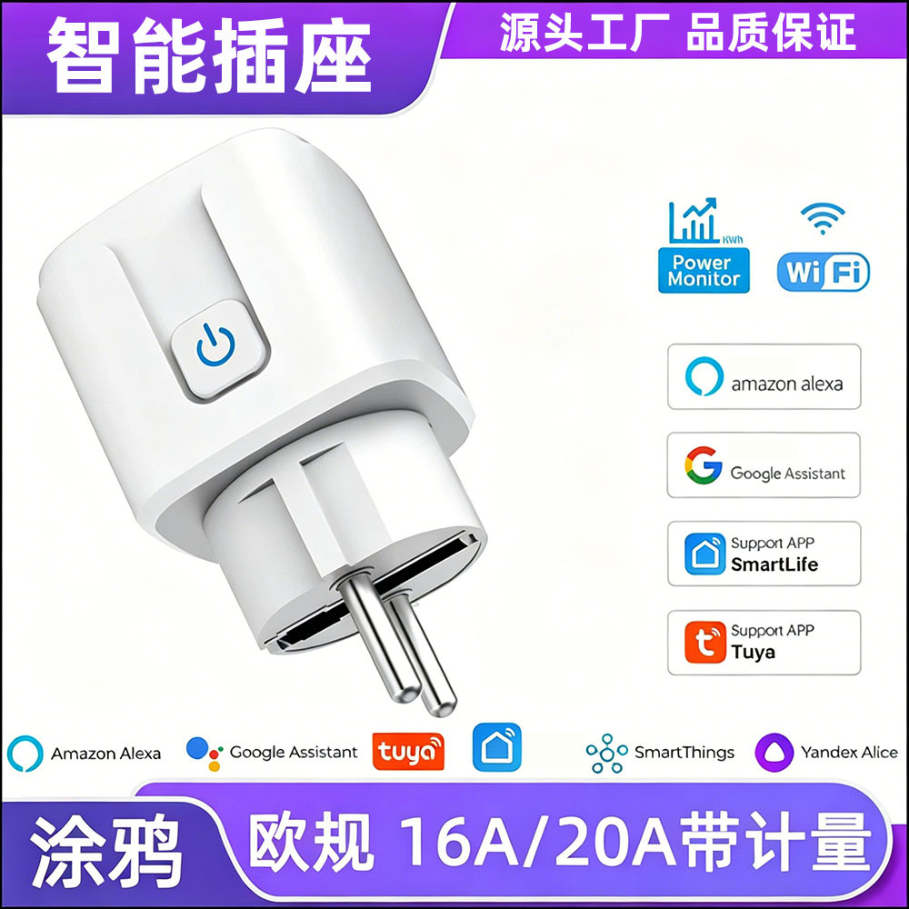 Matter Tuya Smart Socket 16A European Standard 20A European Standard WiFi Remote Alexa Control Voice Control
