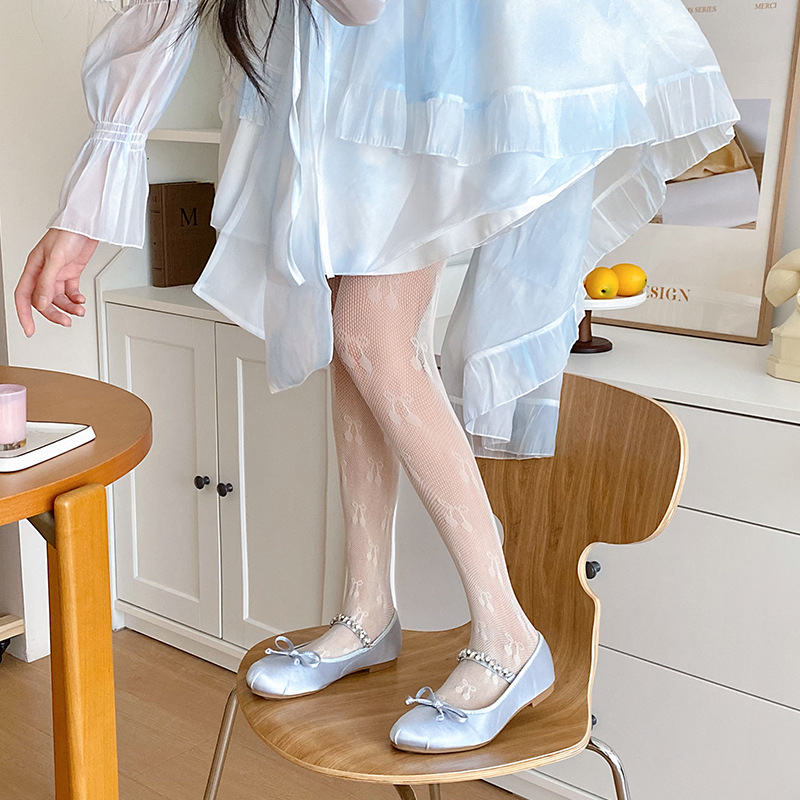 2024 nuevo anti-snagging jacquard alto elástico pantimedias Lolita White bottoming Thin Hollow Cherry sexy calcetines de malla