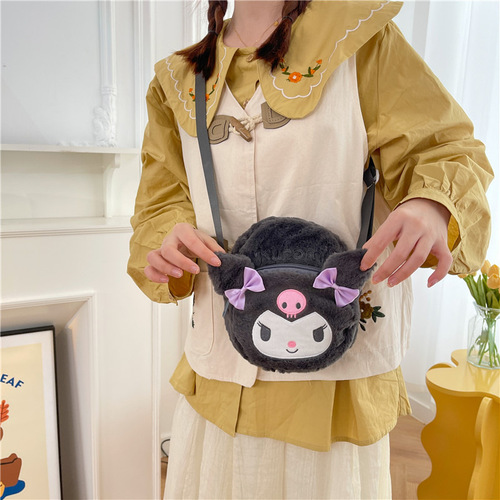 Manufacturer wholesale Sanrio cross-body plush toy bag Kuromi Melody shopping cosmetic bag bag claw machine