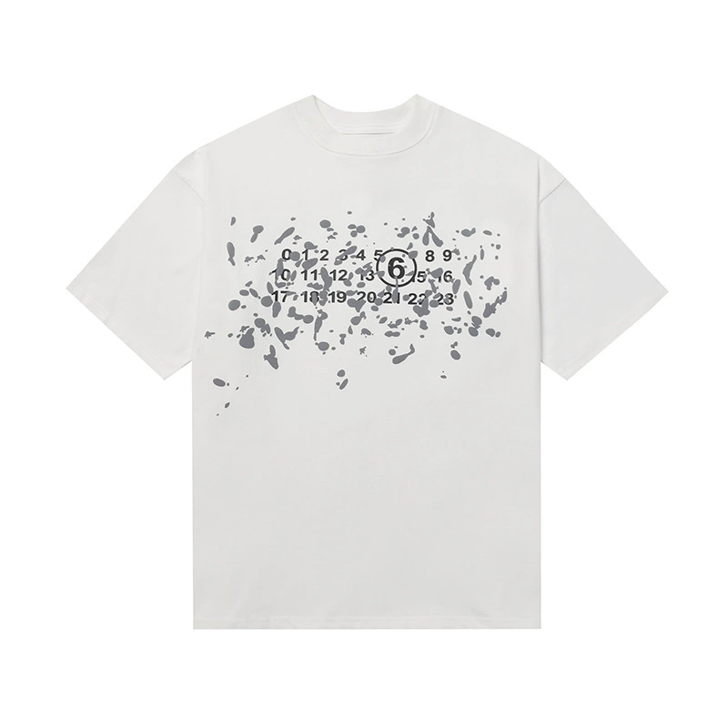 Maison Margiela 24SS коллекция MM6 цифровой узор круглый вырез мужской и женский модный бренд укороченный рукав футболка серия
