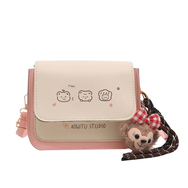 Bolso de mujer de color contrastante 2025 nuevo estilo de estilo de impresión de moda extranjera, bolso de hombro simple, bolso de mochila dulce