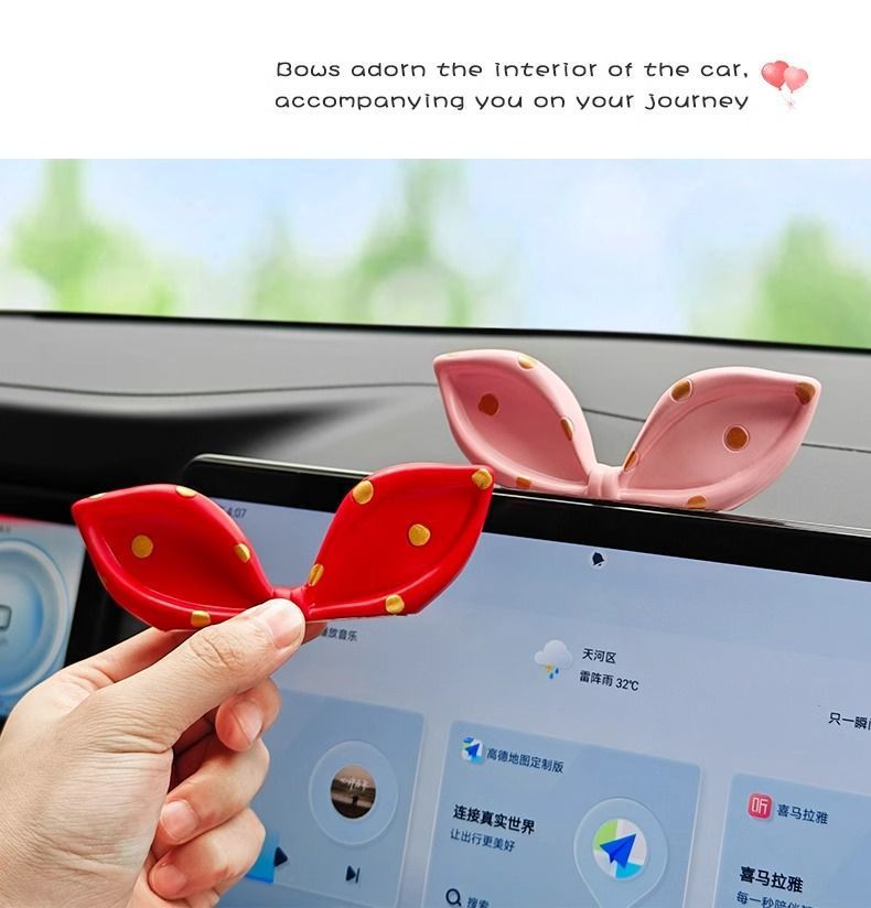 Cute bow car ornaments car creative center console screen accessories car decoration supplies girls