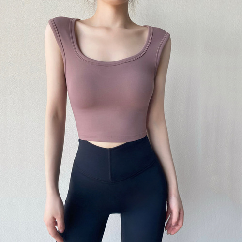 Women's Yoga Top with Wide Straps, Beautiful Back Support, Quick-Drying Exercise Bra for Running and Fitness