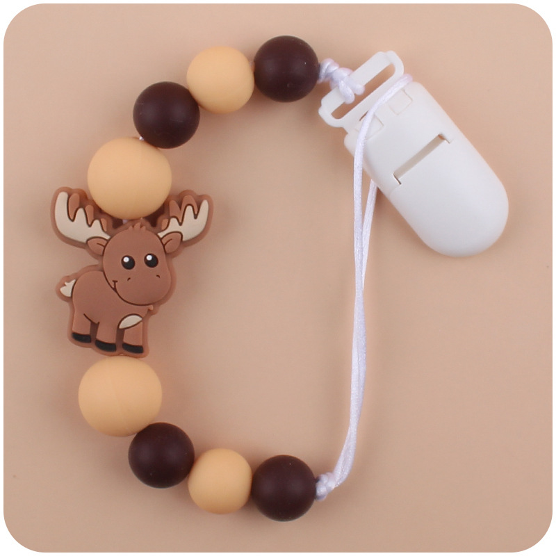 Nuevos suministros para bebés chupete cadena creativa bebé alce de silicona bebé mordedura molar anti-caída de la cadena