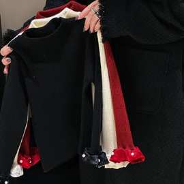 女童秋冬新款高领毛衣中领套头时尚加厚洋气安可拉新年色毛衣