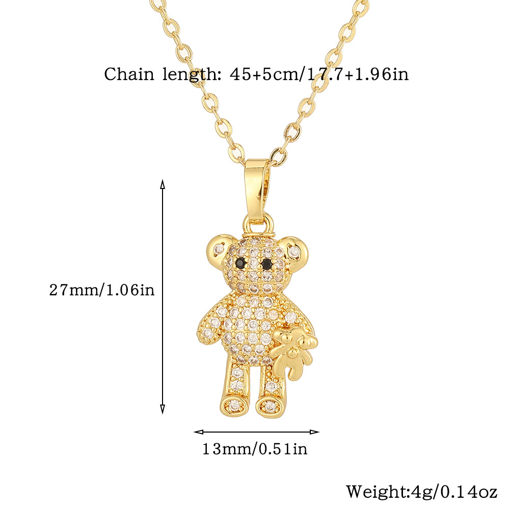 Copper Casual Cute Little Bear Plating Pendant Necklace display picture 8
