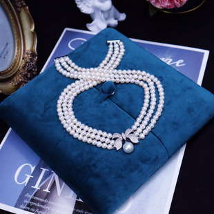 Mother's Day Gift French Style Freshwater Pearl Necklace Women's White Three-Layer Retro Cold Style Fashionable Clavicle Chain