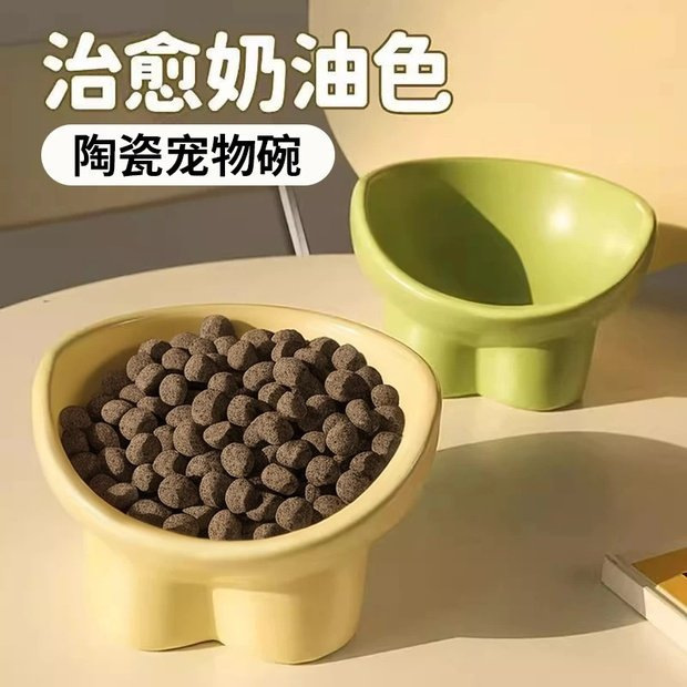 Cat Bowl, Ceramic Cat Food Bowl, Dog Bowl, Food Bowl, Cat Rice Bowl, Large Diameter Water Bowl, Slanted Mouth Bowl, Anti-Knock over Pet Supplies