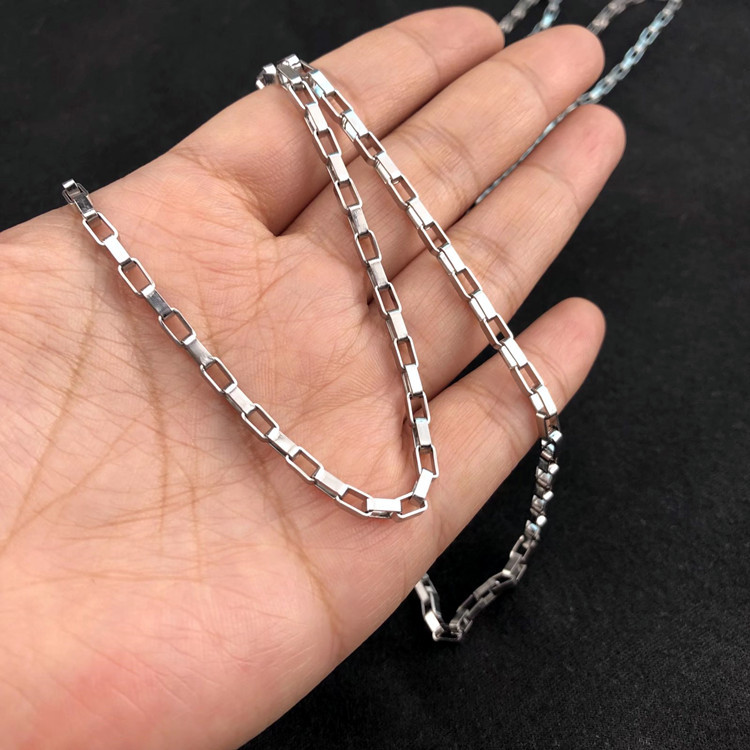 Men's Titanium Long Box NK Metal Hip Hop Stainless Steel Necklace Accessories Chain_voghion.com