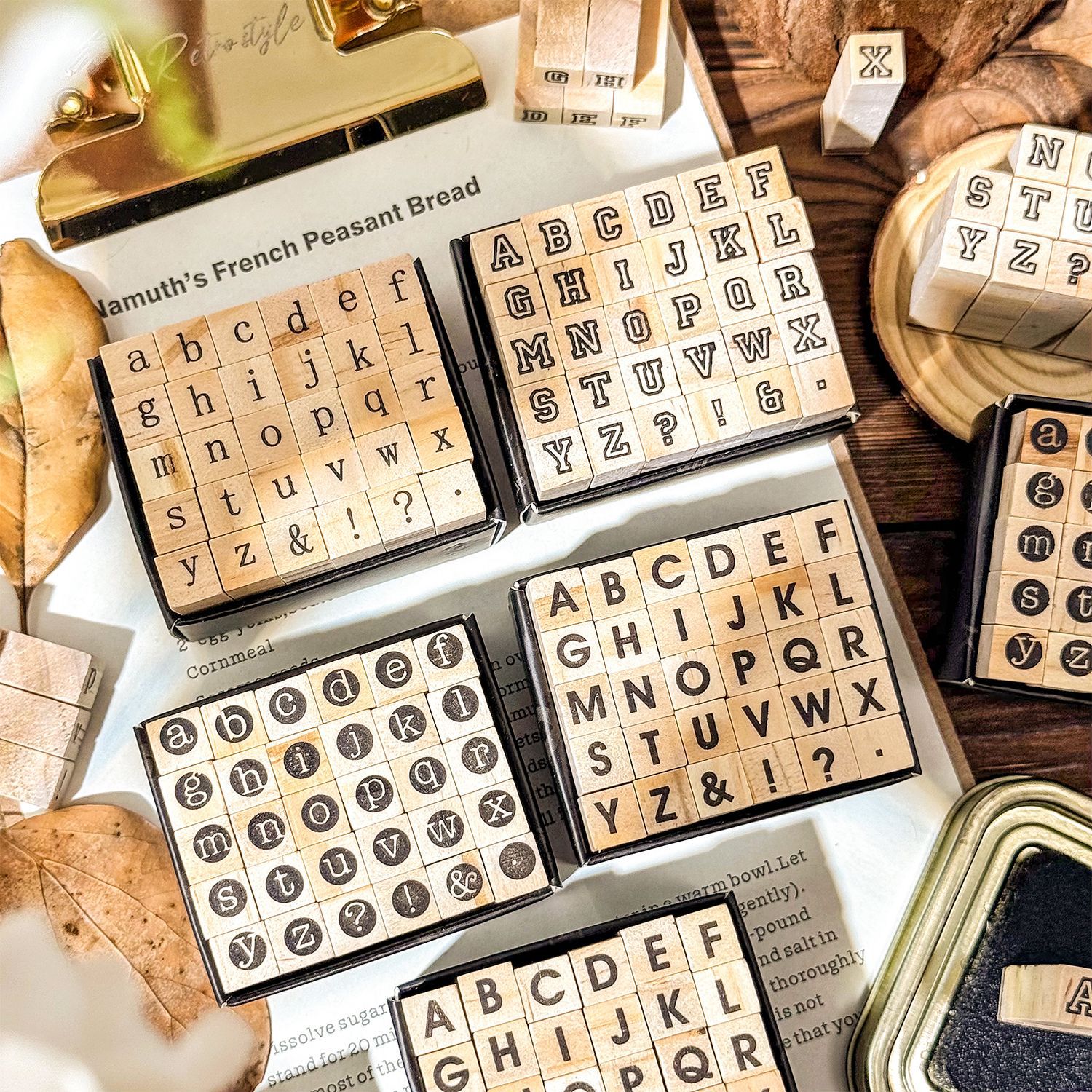 Serie espacial en inglés 30 sellos de madera de haya Sellos básicos de letras en inglés Sellos de mano de madera