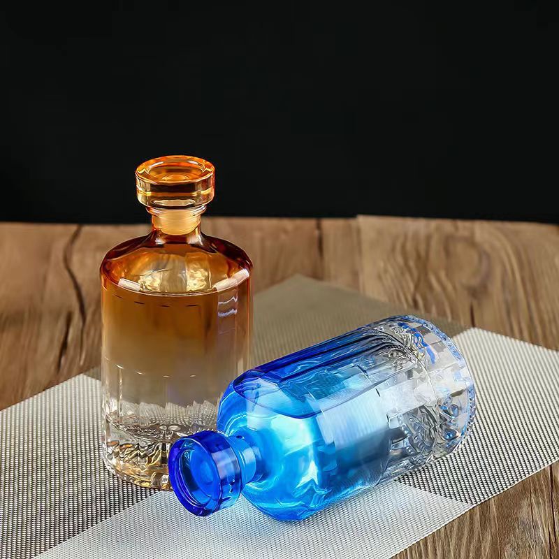 高颜值创意透明水晶酒瓶加厚玻璃自酿密封白酒瓶一斤装泡酒空瓶子